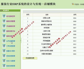 服装行业erp系统的设计与实现 店铺模块 ssh,mysql 含录像